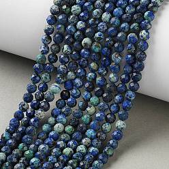 Хризоколла и Лазурит Натуральные бусы из хризоколлы и лазурита, граненые, круглые, 4~4.5 мм, отверстие : 0.7 мм, около 98 шт / нитка, 15.43'' (39.2 см)