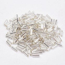Gainsboro Glass Bugle Beads, Silver Lined, Gainsboro, 6x2mm, Hole: 0.5mm, about 10000pcs/bag