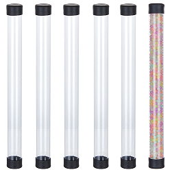 Clear Transparent PVC Plastic Bead Storage Tubes, with Black Lid, Clear, 24.2x2~2.15cm, Inner Diameter: 1.95cm