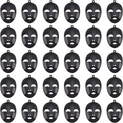 Electrophoresis Black Alloy Pendants, Mask, Electrophoresis Black, 38.5x24.5x5mm, Hole: 2mm