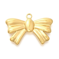 Настоящее золото 14K Ионное покрытие (ip) 304 подвески из нержавеющей стали, очарование бантом, реальный 14 k позолоченный, 18x27x2.5 мм, отверстие : 1.8 мм