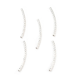 Серебро Текстурированные изогнутые трубчатые бусины из сплава, серебряные, 24.5x3x1.5 мм, отверстие : 0.8 мм
