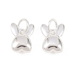 Серебро 925 серебряные шармы, кролик, с печатью 925, серебряные, 10x7.5x3.5 мм, Перейти кольцо: 5x0.8 мм, 3.5 мм внутренним диаметром
