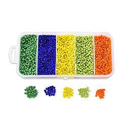 Mixed Color 6000Pcs 5 Colors Glass Seed Beads, Opaque Colours Seed, Round, Mixed Color, 12/0, 2mm, Hole: 1mm, 1200pcs/color