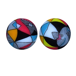 Разноцветный Круглые бусины из пищевого силикона с треугольным принтом, красочный, 15 мм