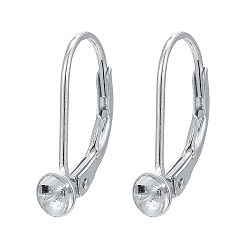 Silver 925 Sterling Silver Leverback Hoop Earrings, Silver, 17x10x4mm, Pin: 0.7mm