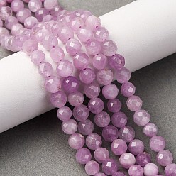 Кунсайт Природные кунцит бисер нитей, граненые, круглые, класс 2а+, 6~7 мм, отверстие : 0.8 мм, около 63 шт / нитка, 15.08'' (38.3 см)