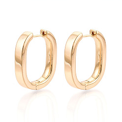 Настоящее золото 18K Латунные овальные серьги-кольца, реальный 18 k позолоченный, 24x19.5x5 мм
