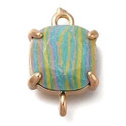 Аква Подвески-подвески из латунного стекла с имитацией драгоценных камней, без кадмия, без никеля и без свинца, квадратные ссылки, золотые, вода, 16x10.5x5 мм, отверстие : 1.5 мм