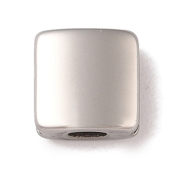 Нержавеющая Сталь Цвет Не тускнеет 304 бусины из нержавеющей стали, квадратный, цвет нержавеющей стали, 10x10x5 мм, отверстие : 3x1.8 мм