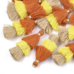 Разноцветный Кулон с кисточкой из поликоттона (полиэстер), с железной фурнитурой, золотые, красочный, 39~40x19~26x6~7 мм, отверстие : 4 мм