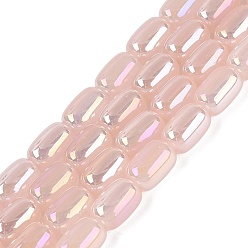 Pink Galvanisierte imitatorische Jade Glasperlen Stränge, Jujube, ab Farbe plattiert, rosa, 9x6 mm, Bohrung: 0.6~0.8 mm, ca. 41~44 Stk. / Strang, 14.57~15.55 Zoll (37~39.5 cm)