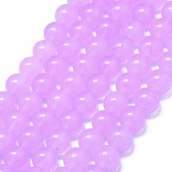 Фиолетовый Натуральный Malaysia нефритовые бусы пряди, окрашенная и подогревом, круглые, фиолетовые, 4~4.5 мм, отверстие : 0.8 мм, около 85~88 шт / нитка, 14.57~14.96 дюйм (37~38 см)