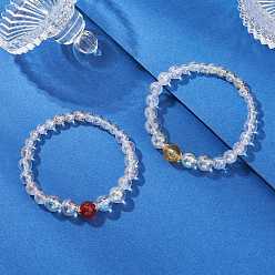 Смешанные камни 2 шт. 2 стили браслеты из стекла, натуральных и синтетических драгоценных камней, эластичные браслеты для женщин и мужчин, круглые, бусины : 6~10 мм, внутренний диаметр: 2-1/4 дюйм (5.75 см), 1 шт / стиль