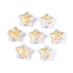 Лиловый Непрозрачные акриловые бусины, бусины ручной работы, звезда, золотой металл обвитыми, сирень, 20x22x10 мм, отверстие : 3 мм