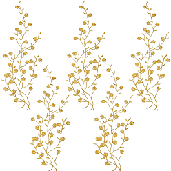 Gold 6Pcs Cotton Embroidery Ornament Accessories, Appliques, Flower, Gold, 450~470x1mm