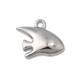 Fish Тема морских организмов 304 подвески из нержавеющей стали, цвет нержавеющей стали, рыба, 10.5x12.5x2.5 мм, отверстие : 1.2 мм