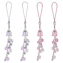 (52) Непрозрачная лаванда 4шт 2 стиль акриловые и стеклянные мобильные ремешки, разноцветные, 173 мм