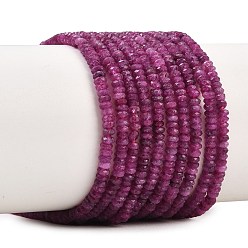 Рубин Натуральные рубиновые бисерные пряди, граненые, рондель, 3x1.5 мм, отверстие : 0.6 мм, около 266 шт / нитка, 15.08'' (38.3 см)