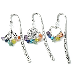 (52) Непрозрачная лаванда 3 шт. 3 стиль геральдической лилии/тканая сетка/подвесная закладка из сплава в форме сердца с крошками из драгоценных камней чакры, закладки с цветочным узором крючком, разноцветные, 118 мм, 1 шт / стиль