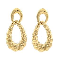 Настоящее золото 14K Ионное покрытие (ip) 304 серьги-гвоздики из нержавеющей стали для женщин, слеза, реальный 14 k позолоченный, 53x27 мм