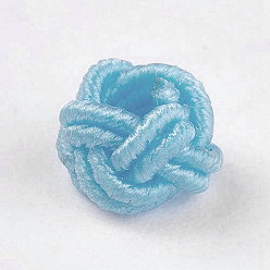 Deep Sky Blue Polyester Weave Beads, Round, Deep Sky Blue, 6.5x4.5mm, Hole: 4mm