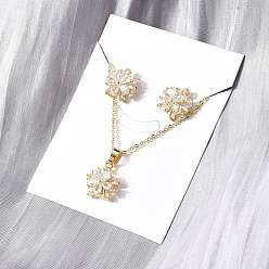 Настоящее золото 18K Комплекты серег-гвоздиков и ожерелий с подвесками из латуни с микропаве из прозрачных кубических цирконий, без кадмия и без свинца, долговечный, стойки покрытие, реальный 18 k позолоченный, 18.07 дюйм (459 мм)