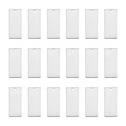 Нержавеющая Сталь Цвет 20 шт. 201 подвески из нержавеющей стали, прямоугольные, штамповка пустой метки, цвет нержавеющей стали, 28x12x1 мм, отверстие : 2.5 мм