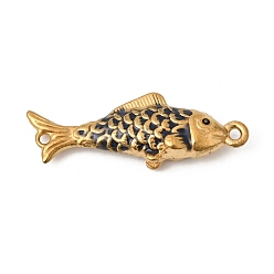 Морской Синий 304 Подвески-коннекторы в виде рыбок из нержавеющей стали с эмалированным покрытием, ионное покрытие (ip), золотые, Marine Blue, 25.5x9x5.5 мм, отверстия : 1.2 mm и 1 мм