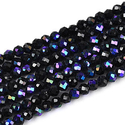 Шпинель Нити бусин из натуральной черной шпинели с покрытием цвета AB, граненый стол ограненный круглый, 2~3 мм, отверстие : 0.5~0.6 мм, около 162~228 шт / нитка, 15.35~15.75'' (39~40 см)