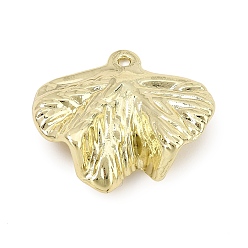 Golden Alloy Pendants, Hammered Ginkgo Leaf Charms, Rack Plating, Cadmium Free & Nickel Free & Lead Free, Golden, 21x24x8mm, Hole: 1.4mm