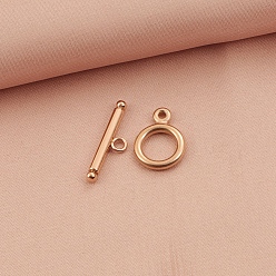 Розовое Золото Застежки-тоглы из нержавеющей стали, кольцо, розовое золото , 8~14x19~25 мм