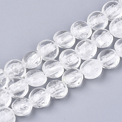 Прозрачный Ручная серебряная фольга стеклянные бусины Lampwork, плоско-круглые, прозрачные, 12~13.5x11.5~13.5x7.5~8.5 мм, отверстие : 1~2 мм