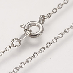 Platinum Brass Cable Chain Necklaces, Platinum, 16 inch, 2x1.5mm