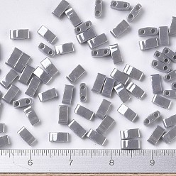 (HTL1865) Lustre gris humo opaco Cuentas de media tila miyuki, granos de la semilla japonés, 2 agujero, (htl 1865) brillo opaco gris humo, 5x2.3x1.9 mm, Agujero: 0.8 mm, sobre 1250 unidades / 50 g