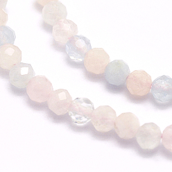 Morganite Natural Morganite Beads Strands, Faceted, Round, 2mm, Hole: 0.5mm, about 210~220pcs/strand, 15.7 inch(40cm)