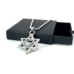 Нержавеющая Сталь Цвет Мужские ожерелья из нержавеющей стали с подвеской в виде звезды Дэвида в стиле хип-хопа для повседневной носки и вечеринок, цвет нержавеющей стали, 23.62 дюйм (60 см)