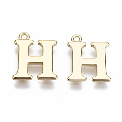 Letter H Латунь прелести, без никеля , буквы, реальный 18 k позолоченный, letter.h, ч: 13.5x11.5x1 мм, отверстие : 1.2 мм