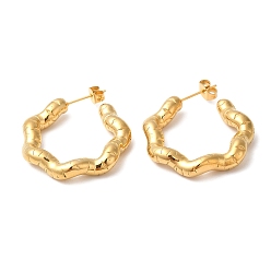 Настоящее золото 18K Ионное покрытие (IP) 304 Кольцо-гвоздик из нержавеющей стали, серьги-кольца, реальный 18 k позолоченный, 28.5x5.5 мм