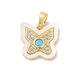 Голубой Латунные микро проложить кубического циркония подвески, без кадмия, без никеля и без свинца, с оболочкой, бабочки прелести, голубой, 13x13.5x3 мм, отверстие : 4x2 мм