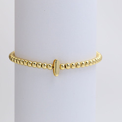 Letter I Латунные браслеты из бисера для женщин, буквы, золотые, Буква "i", внутренний диаметр: 2-3/8 дюйм (6 см)