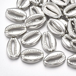 Платина CCB пластиковые шарики, без отверстия , форма раковины каури, платина, 19.5x13x3.5 мм