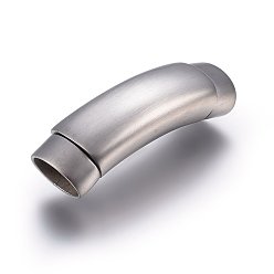 Couleur Acier Inoxydable Résistant au ternissement 304 fermoirs magnétiques en acier inoxydable, rectangle courbe, brossé, couleur inox, 40x13x9mm, Trou: 8x11mm