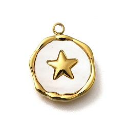 Звезда 304 подвески из нержавеющей стали, плоско-круглые, с оболочкой, реальный 18 k позолоченный, ионное покрытие (ip), звезда, 15.5x12.5x2.5 мм, отверстие : 1.5 мм