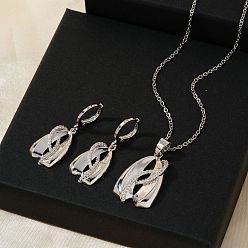 Платина Элегантные комплекты из латунных подвесок и серег для женщин, платина, ожерелья: 15.75 дюйм (40 см)