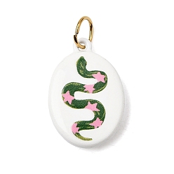 Змея Печать 304 подвески из нержавеющей стали, золотые, оливковый, овальный кулон со змеей и звездой, 20.5x14x4.2 мм, Перейти кольцо: 6x0.7 мм, внутренний диаметр: 4.5 мм