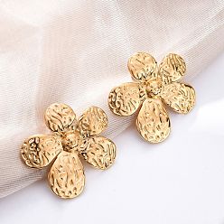 Золотой 304 серьги-гвоздики из нержавеющей стали для женщин, цветок, золотые, 31x34 мм