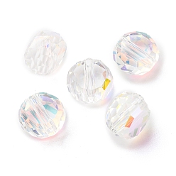 Прозрачный Гальванические стеклянные бусины, плоско-круглые, граненые, AB цвет, прозрачные, 8x5 мм, отверстие : 1.2 мм