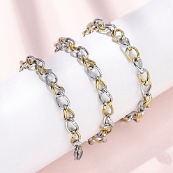 Золотой & Цвет Нержавеющей Стали 6мм 304 ожерелья из нержавеющей стали с кубинскими звеньями для женщин, золотые и нержавеющая сталь цвет, 18-1/4 дюйм (46.4 см)