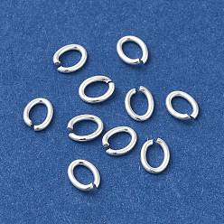 Серебро 925 кольца с открытыми скачками стерлингового серебра, овальные, серебряные, 18 датчик, 6x4.5x1 мм, внутренний диаметр: 3x4.5 мм, Около 90 шт / 10 г